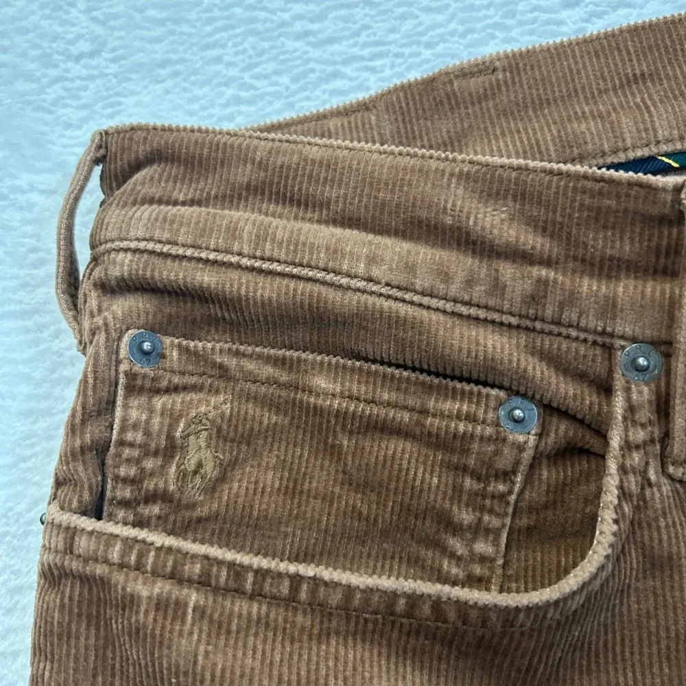 Polo Ralph Lauren Varick Slim Straight Corduroy Pants Mens 36/34 Brown Stretch